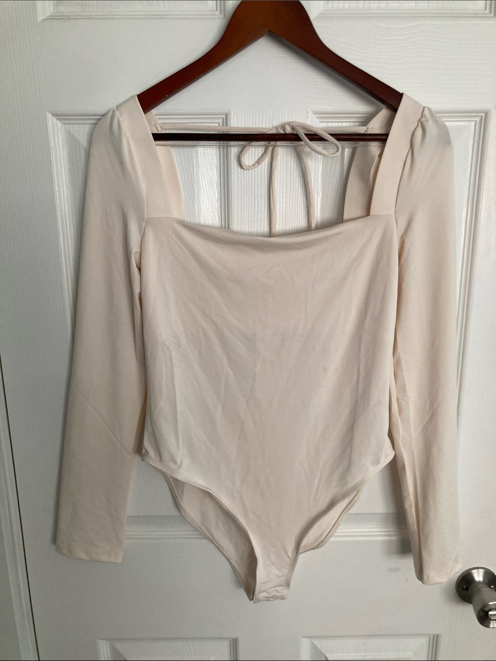 Women's Square Neck Long Sleeve Bodysuit - Cream